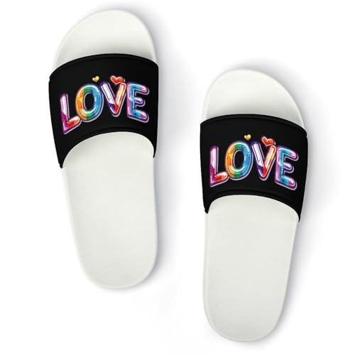 Love LGBT Gay Open Toe Slippers for Women And Men Non Slip Shower Slippers Home Slippers
