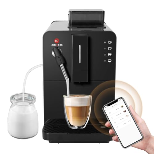 Mcilpoog Cafetera Automática Con Sistema De Leche, Cafetera Automática Automática Pequeña Capuchino Latte Espresso, Smart Wifi Hi03 Mcilpoog Cafetera Automática Con Sistema De Leche, Cafetera Automática Automática Pequeña Capuchino Latte Espresso, Smart Wifi Hi03