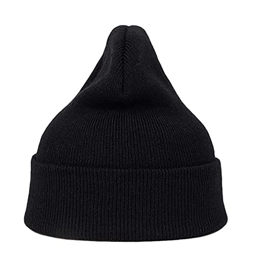 Exemaba Unisex Knit Cuff Beanie Hat - Solid Color Winter Warm Knitted Ski Skull Cap For Men Women(Black) #TOP2