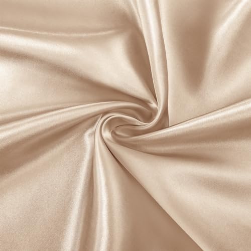 Image of SiinvdaBZX 3-Piece Set Satin King Fitted Sheet & 2 Pillowcase, Beige Silky Soft Fitted Bottom Sheet, Wrinkle Free, Fade Resistant, Deep Pocket Bed Sheet (Deep Up to 15 inch)