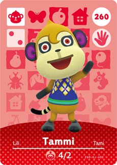 Tammi - Carta Amiibo per Nintendo Animal Crossing Happy Home Designer - 260