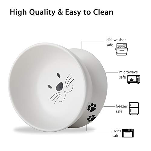 Cat Food Bowls, 10 OZ Elevated Cat Bowls for Cats and Small Dogs, Tilted Pet Feeder Bowl with Raised Stand Protect Cat's Spine, Ceramic Cat Water Bowl No-Spill, Stress Free Cat Dish 2pcs by AceElite - Used condition - Image 6