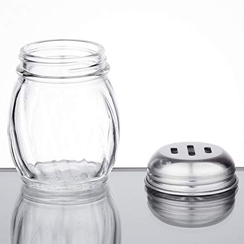 6-Ounces Glass Spices Shaker With Perforated Stainless Steel Top And Parmesan Cheese Shaker With Slotted Stainless Steel Top/Set Of 2/Bulk Swirl Retro Style Dispensers With Lids/Salt & Pepper Shakers #TOP3