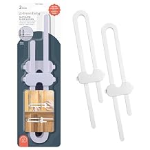 Dreambaby Slimline Slide Lock for Baby Proofing - Child Safety Cupboard Handle Locks - Suitable for Thinner Handles & Knobs - White - 2 Pack