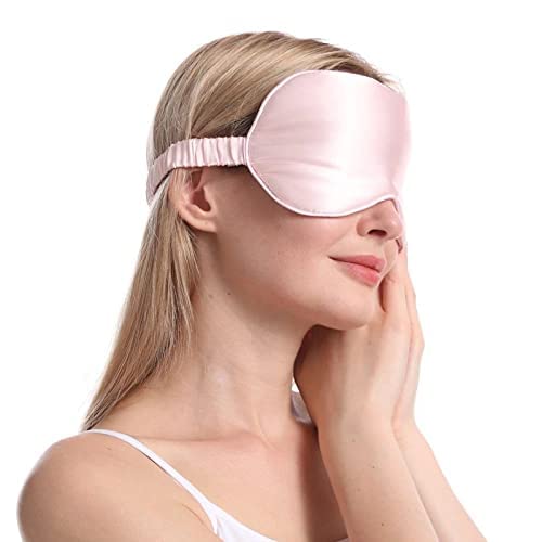 Lucky Whale Silk Satin Sleeping Eye Mask, Soft Sleep Eye Night Blindfold For Women And Men, Eyeshade Cover With Satin Hair Scrunchies And Ear Plugs, Wedding Bridesmaid Gift, Pink #TOP1