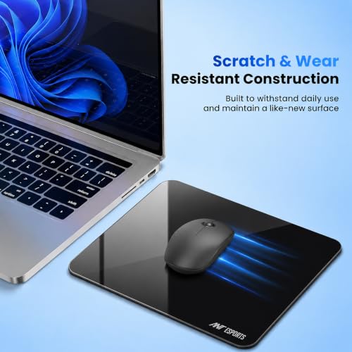 Image of Ant Esports Glass Mouse Pad 400 x 450 x 4.6mm, Premium Tempered Glass Gaming Mousepad, Ultra-Smooth Surface, Precision Tracking, Anti-Skid Base, Optical & Laser Mouse Compatible, Black