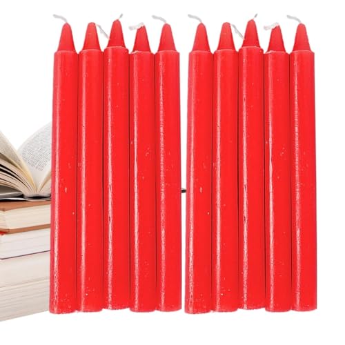 Velas cónicas | 10 velas sin perfume de larga duración, velas cónicas cortas rojas y blancas, suministros de supervivencia para cortes de energía, emergencias en el hogar