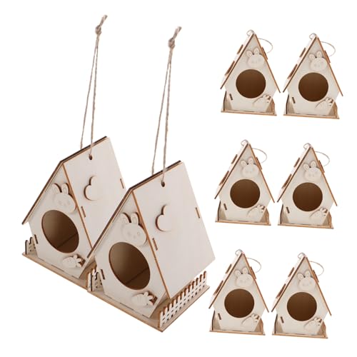 Beaupretty 8 Kit Birdhouse in Legno da Dipingere e Casette Sospese Non Verniciate per Attività Familiari Educative e Decorazioni da Giardino