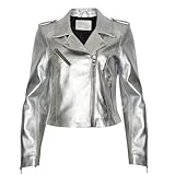EMILIO BAUTISTA - Women's Genuine Leather Jacket (Elsa), 100% Lambskin Leather Outerwear Jacket - L