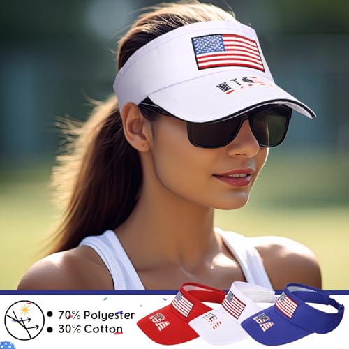 Image of Shyyween USA Hats Patriotic 4th of July Visors Buckets Hats Baseball Caps American Flag Embroidered Caps 250th for Men Women