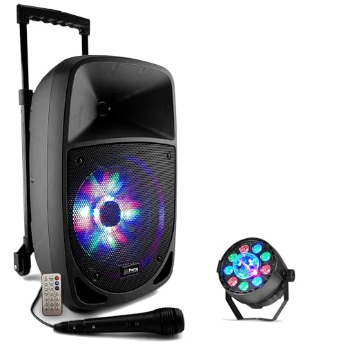 Altoparlante Bluetooth portatile, altoparlante wireless da 30 W con doppio suono stereo da 10,2 cm, luci LED di colori misti, telecomando, supporta EQ, TWS, USB, TF, AUX, altoparlante forte per