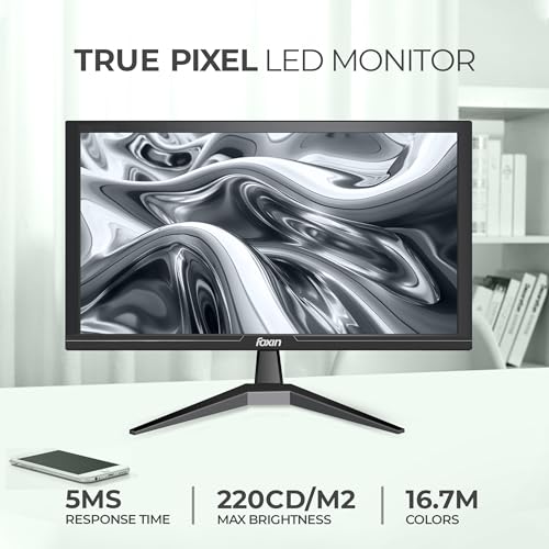 Image of Foxin 19.5 Inch (48.26 cm) Crystal Flat LED Monitor | True Pixel HD Display, 1366x768p, 16.7M Colors, 5ms, 60Hz | HDMI & VGA Ports | Slim, Wall Mountable | Desktop /Office /CCTV Use | 1 Year Warranty
