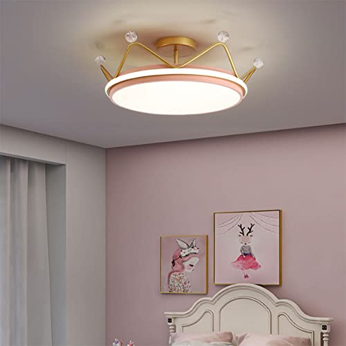 TWXG Créatif Moderne plafonnier LED plafonnier pour Chambre d'enfants Couronne dorée Lustre créativité Chambre d'enfant garçon Fille luminaire Intelligent Rose Cover