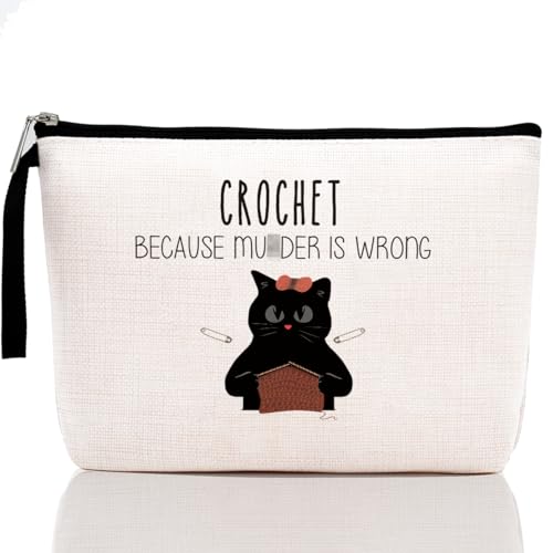 Hanamiya Na Crocheting Funny Makeup Bag Knitting Gift Crochet Gift for Crochet Lovers Knitting Lovers Crocheter Cosmetic Pouch Knitting Cosmetic Bag Funny Humor Novelty Sarcasm Zipper Pouch