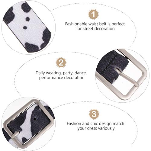 Cow Printed Pu Waist Belt Women Cow Belt Bull Waistband Black White Cow Dot Waist Chain for Female Adjustable Cows Pattern Jeans Belt3