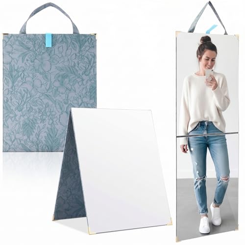 Espejo colgante plegable vintage con asa 33.5x13.4 pulg.
