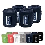 Covalliero – Fleecebandagen (4er Set) 350 cm – elastische Bandagen aus Anti-Pilling-Fleece – mit starkem Klettverschluss – Pferde-Beinschutz in Blau – Breite 12 cm