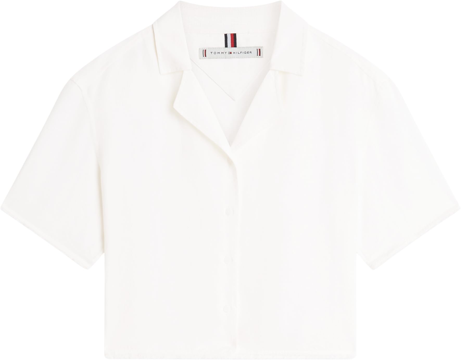 Tommy Hilfiger Frayed Vis/Linen SS Shirt Ww0ww48924 Camicia S/S Donna (Pacco da 1)