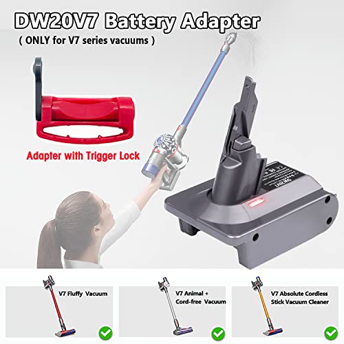 Dw20V7 For Dyson V7 Battery Replacement, Adapter With Trigger Lock, Convert For Dewalt 20V Battery To For Dyson V7 Battery, Fit For Dyson V7 Absolute Animal Fluffy Motorhead Hepa Sv11 Vacuum #TOP1