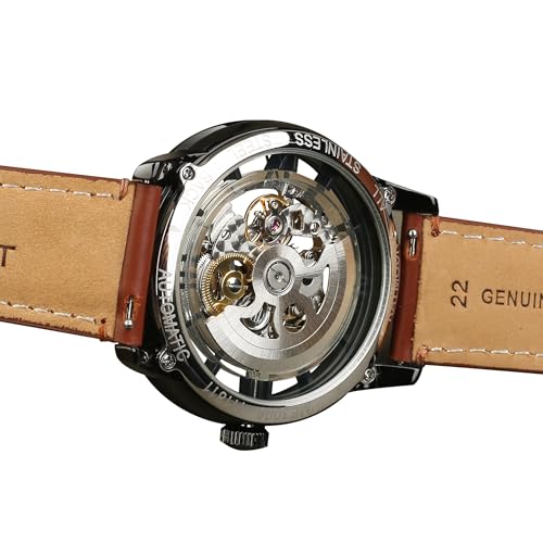 Image of FORSINING Men's Automatic Watch with Mechanical Movement, Skeleton Dial and Leather Band