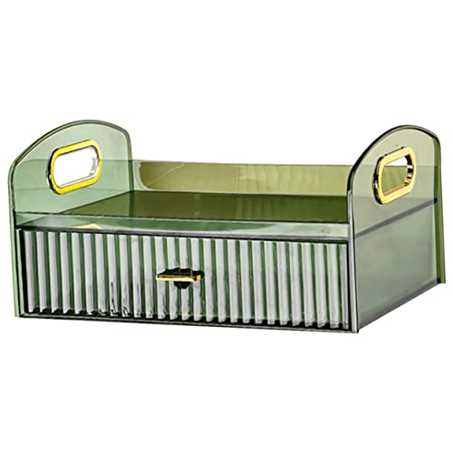 MUSISALY 箱 引き出し付き化粧台 化粧品収納 小さな収納引き出しオーガナイザー 化粧オーガナイザーカウンタートップ 家庭用化粧ホルダー 卓上メイクアップホルダー ペット Green