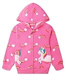 Akyzic Toddler Girl Zip Up Hoodie Unicorn Rainbow Hooded Sweatshirt Girls Fall Jacket Christmas Coat Pink Outerwear 4T/3079