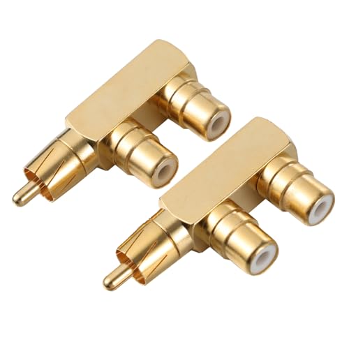 Operitacx 2 Stücke Rechtwinkliger Cinch-Splitter-Adapter Stecker Buchsen Vergoldet Für Mikrofone Audiogeräte Mischpulte Subwoofer Reines Kupfer Verschleißfest Oxidationsbeständig