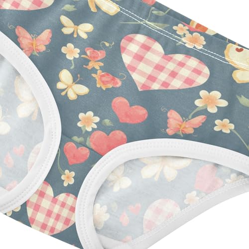 Wusikd Gingham Hearts Girls' Underwear Cotton Butterflies Girls Briefs Soft Toddler Underwear 2T4