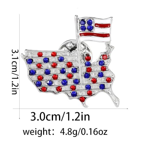 Image of Rhinestone Brooch Pins for Women, Vintage Crystal Enamel Brooches, American Flag Pin Patriotic Lapel Pins Gift for Suit Clothes Bag Accessories