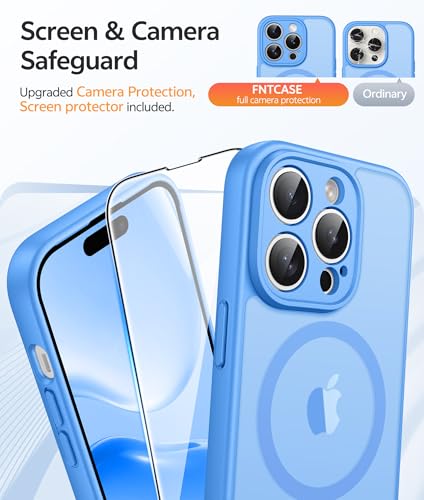 Image of FNTCASE for iPhone 14 Pro Case: [Compatible with Magsafe] Translucent Matte Cases with [Full Camera Protection] [Screen Protector] Military Grade Shockproof Protective Phone Cover - Ice Blue