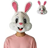 EQTGI Easter Bunny Mask Rabbit Mascot Head Plush Animal Headpiece for Adults Party Dress Accessories Props