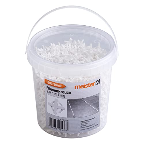 Meister Tile Spacers 2.0 mm, Practical Set including 1200 Pieces, Reusable Thanks to Ring, Made of Robust Polypropylene