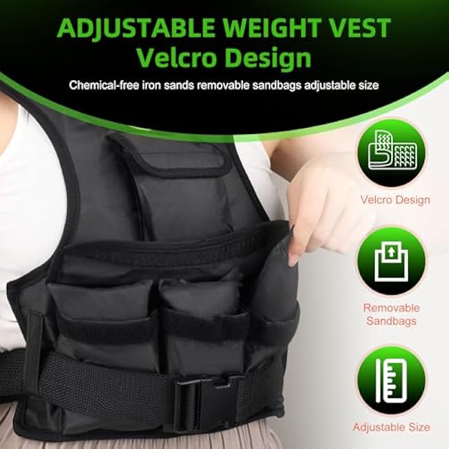Adjustable Weighted Vest for Women, Customizable 0-18 lbs Strength Training Vest with 10 Removable Sandbag, Breathable Design, Reflective Safety Strips for Running, Hiking, and Fitness