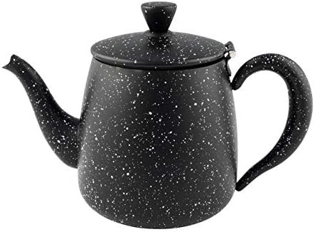 Café Olé PT-048 Premium Tea Pot, 18/10 Stainless Steel, Mirror Polished, 48oz, Stay Cool Hollow Handles, Perfect Pour Spout, Silver