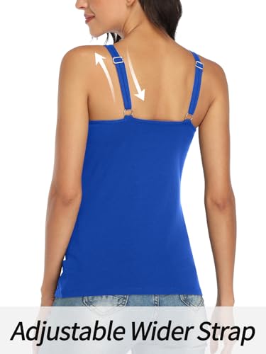 Image of V FOR CITY Women's Cotton Tank Top with Unpadded Shelf Bra Adjustable Wide Strap Camisole Summer Basic Udershirts