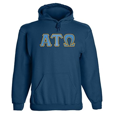 Fashion Greek Alpha Tau Omega Twill Letter Hoody Navy Large Cover