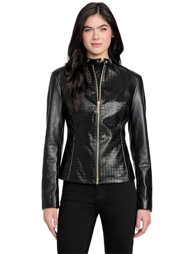 Blouson Cuir Synthétique Mel GUESS Femme, Noir Jet, Petit