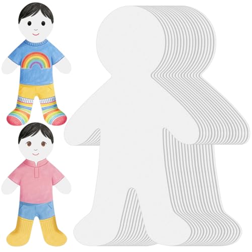 OSALADI 20 Pack Cardboard People Cutouts Blank Human Shape Paper Figures for Kids DIY Painting Drawing Classroom Art Projects School Home and Party Decorations