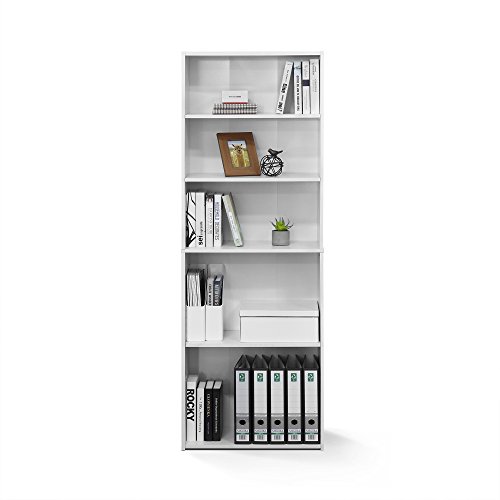 Image of FURINNO Wright 5-Shelf Bookcase, Soft White