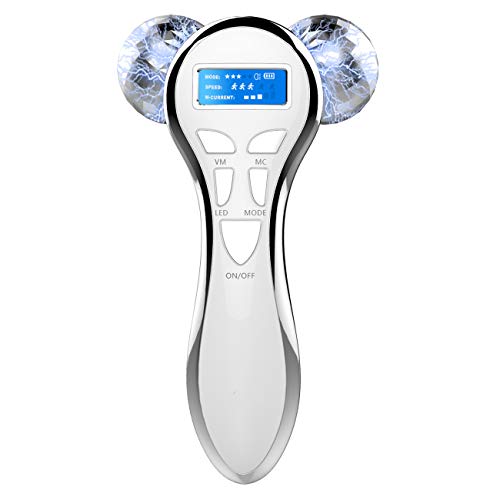 4D Microcurrent Face Massager Roller,Electric Rechargeable Face Lift Roller Arms Legs Massager for Skin Care Facial Massager Tool