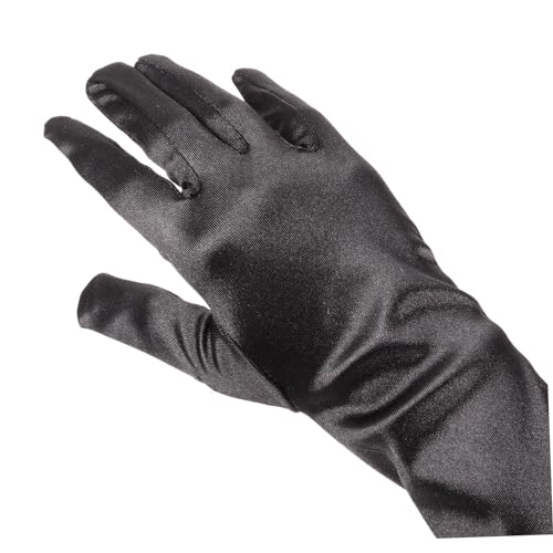 PartyKindom 2pairs Black Satin Stain Gloves Long Women's Formal Gloves for Wedding Banquet Tea Party Elegant Ladies3