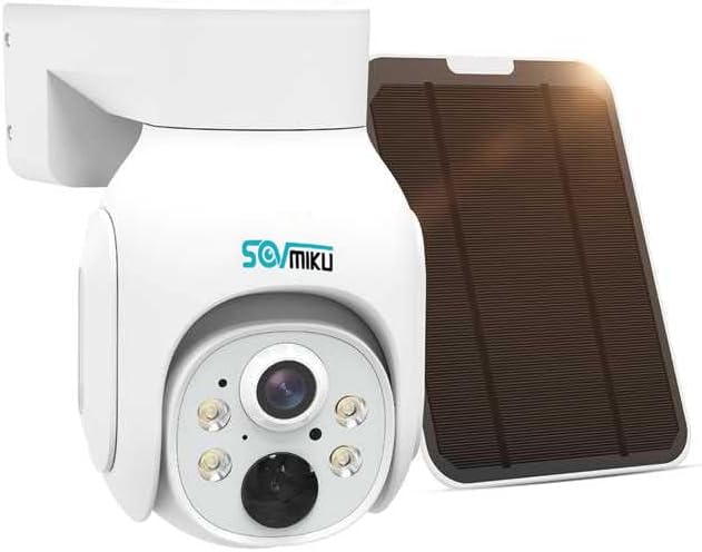 SOVMIKU Solar Wireless Security Camera with attached solar panel