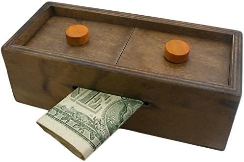 Puzzle Box Enigma Secret Explorer - Money and Gift Card Holder in a Wooden Magic Trick Lock with Hidden Compartment Piggy Bank Brain Teaser Game