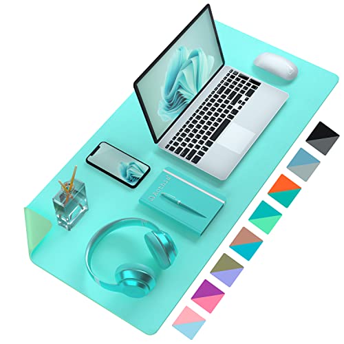 Aothia Double-Sided PU Leather Desk Pad - Non-Slip Large Mouse Pad & Desk Mat for Office, Home - Waterproof, Easy to Clean, Durable Dual-Sided Surface (23.6"x13.7", Beige)