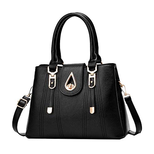 SDINAZ® Sacs portés Main Femme de Marque Mode Cabas Sacs portés épaule Sacs bandoulière Sac a Main FR99 Noir Cover