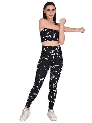 Image of SSoShHub Tights Top High Waist Stretchable Gym Tights and CropTop Bra Gym wear /Active Wear Tights Yoga Pants Zumba /Dance Womens Workout Tights and Top Stretchable Workout set