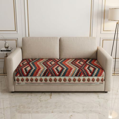 Image of KINGLY Sofa Cover for 2 Seater | Quilted Velvet Seat Cover | Anti-Slip Sofa Mat with Back Elastic | Thick Fabric Sofa Protector | Washable Couch Cover | Multicolor
