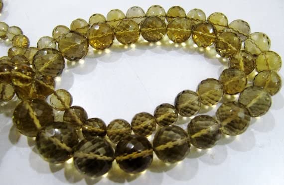 Perles de quartz bière naturel facetté LKBEADS rondes de 7-12mm pour création de bijoux