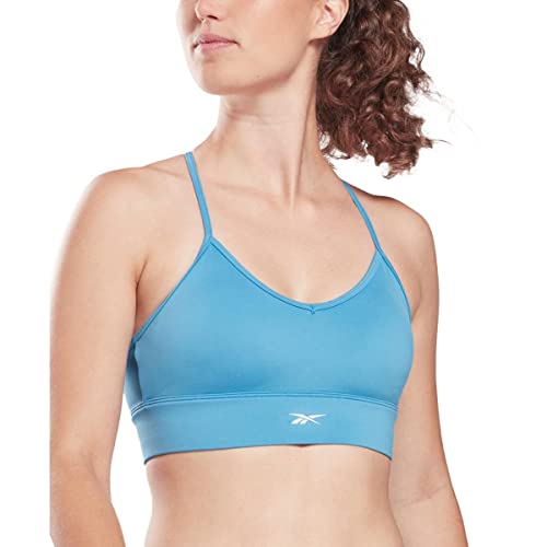 Image of Reebok Women's Satin 91% PES /9% El-Interlock-Hydrophilic Finish /Print-Digital Sublimation-Disperse Classic Workout Sports Bra