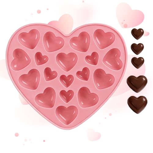 Moule en silicone en forme de coeur - Moule en silicone alimentaire à 18 cavités | pour chocolat de Saint pour bonbons, gelées, san, Thanksgiving, fête d'anniversaire, Uf